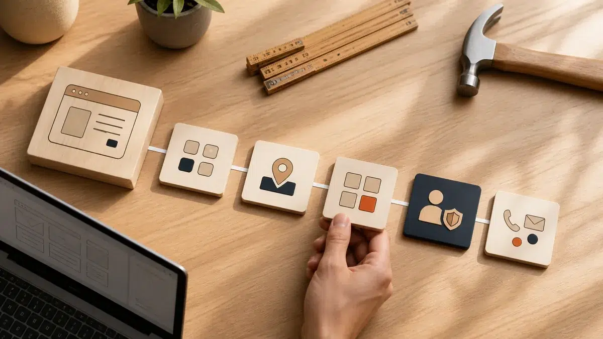 מבנה אתר לבעל מקצוע עם שירותים אזורי פעילות הוכחות ויצירת קשר